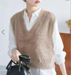 【ROPE' PICNIC】ショートフェザーニットベスト