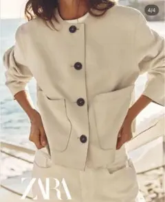 ZARA ノーカラーフェイクスエードジャケット