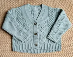 ジーユー　女の子　ミントグリーン ケーブル編みカーディガン　150㎝