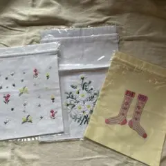 ベトナム　刺繍巾着　ポーチ　新品　3点