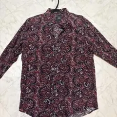 ペイズリー柄 長袖シャツ 赤黒