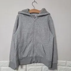 ユニクロ 裏ボア グレー フルジップパーカー フリース フード付きパーカー
