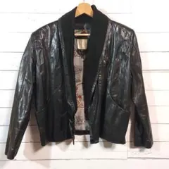 【美品】レザージャケット　レディース　本革　羊革　革ジャン　ブラック