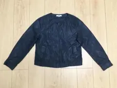 ナチュラルビューティベーシック ノーカラーブルゾン ネイビー 紺 Lサイズ