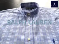【美品】ラルフローレン 長袖シャツ バンドカラー シャツ XL