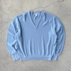USA製 90s ヴィンテージ古着 vネック アクリルニット 水色 ブルー XL