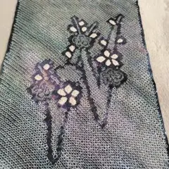 着物はぎれ　総絞り　 グリーン　35×108cm