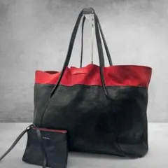 00s DIESEL Suede Tote Bag Black Red 2765