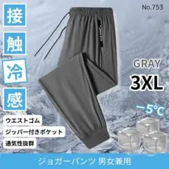 ジョガーパンツ 接触冷感 男女兼用 グレー 3XL 冷感パンツ ジャージ