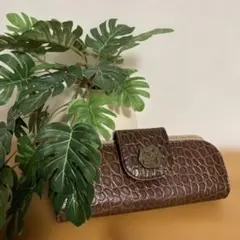 【ワチフィールド】ダヤンブラウン クロコダイル型押し メガネケース