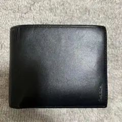 黒 レザー 二つ折り財布 6ポケット Paul Smith