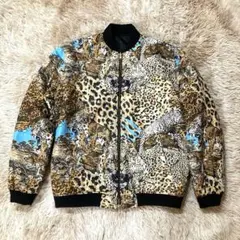 良品　STUSSY キルティング　リバーシブル　XL ブラック レオパード