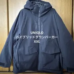 【美品】UNIQLO ハイブリッドダウン　パーカー　ブラック　ダウンジャケット