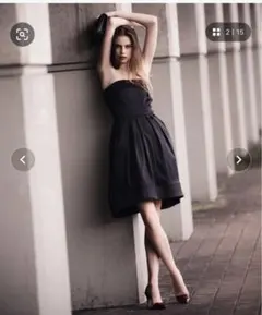 アンビエント　ストラップレスサテンドレス　ブラック　ワンピース　ドレス　半額以下