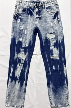 新品 クラッシュ ダメージ 加工 ストレッチ デニム ジーンズ 32 デーパード