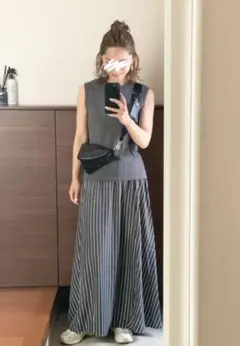 Re:EDIT　リエディ　ayaさんコラボ　ストライプ ロングスカートのサムネイル