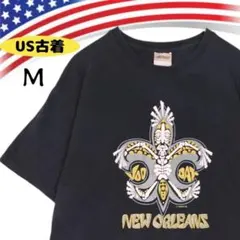 47156【USAヴィンテージ】ギルダン ニューオリンズ 地名Tシャツ 黒 M