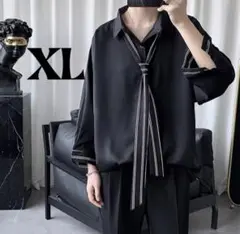 メンズ トップス ネクタイ付き シャツ ブラック モード 韓国 春服