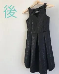 フォーマル・発表会 華やか光沢黒ワンピース 135cm