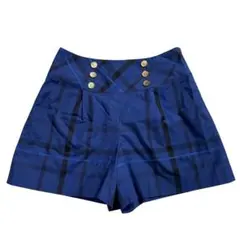 美品 バーバリーブルーレーベル 金ボタン チェックパンツ