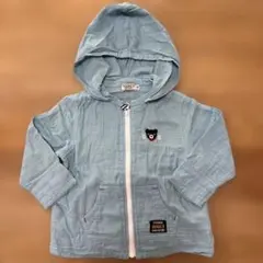 DOUBLE.B 綿100%水色 フード付きアウター 90