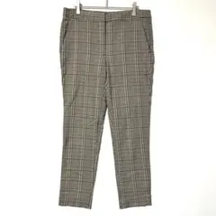 ザラ グレンチェック スラックス テーパード ブラウン L グレー Y