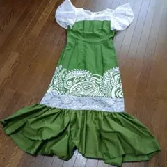 フラダンス用 緑色ムームー ドレス