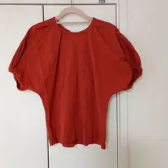 ボリュームスリーブ 半袖カットソー オレンジ