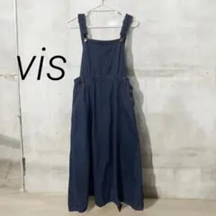 ViS デニムサロペットスカート インディゴ M オーバーオールのサムネイル