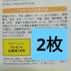 月刊ザテレビジョン 1月号 応募券 沢村玲 田中洸希 葉山侑樹 生田斗真