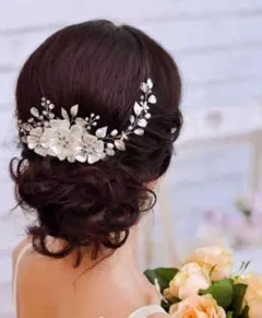 ヘッドドレス ブライダル 髪飾リ 髪留め ウェディング 振袖 結婚　シルバー