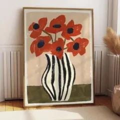 アートポスター　赤　ポピー　3040 　キャンバスアート　ポスター