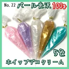 【No.22】 ホイップデコ クリーム 粘土 パール 光沢 100g 5色セット