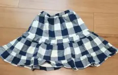 UNIQLO　ネイビーチェック フリル付きスカート 100cm　女の子