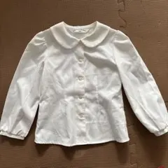 ホワイト 襟付き 長袖ブラウス