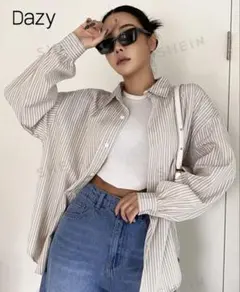 DAZY ストライプ ドロップショルダー シャツ