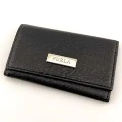 フルラ FURLA 5連 キーケース 黒 レザー メタルロゴ 折りたたみ式
