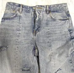 ​【y2k/archive】ZARA ダメージ加工 ワイドフレアデニム