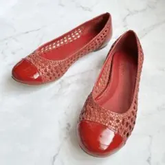 Cole Haan メッシュ フラット パンプス 赤 24.5cm 春夏のサムネイル