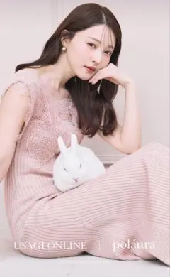 polaura usagipink 限定色 レースフリルニットワンピース ピンク