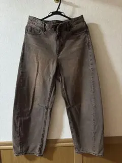 GU☆バレルレッグジーンズ☆Lブラウン 状態良好