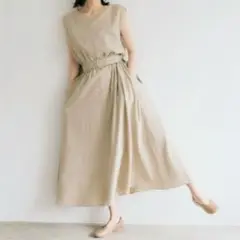 LOWRYS FARM アサコンベルトツキワンピース ベージュ