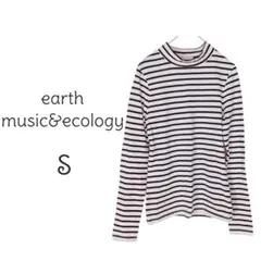 B90【earth music&ecology】ボーダー長袖Tシャツ S