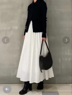 ミラオーウェン　ウエストギャザーマキシスカート