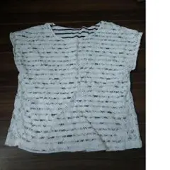 ホワイト レース Tシャツ ストライプ