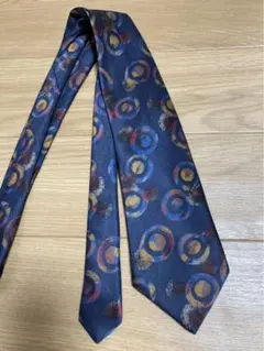 LANVIN ネイビー 円形模様 ネクタイ