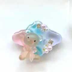 再販△】レジン ヘアゴム 海塗り ハート 猫ちゃん パステルカラー◡̈