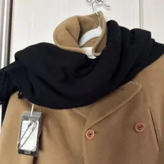 未使用 黒いフリンジ付きマフラー