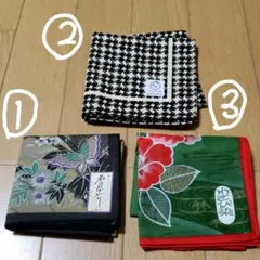 ハンカチ　３枚セット　蝶　椿　和柄　着物　 大判　小物　エチケット