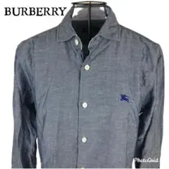 ★美品★ BURBERRY BLACK LABEL メンズ 長袖 綿麻混シャツ